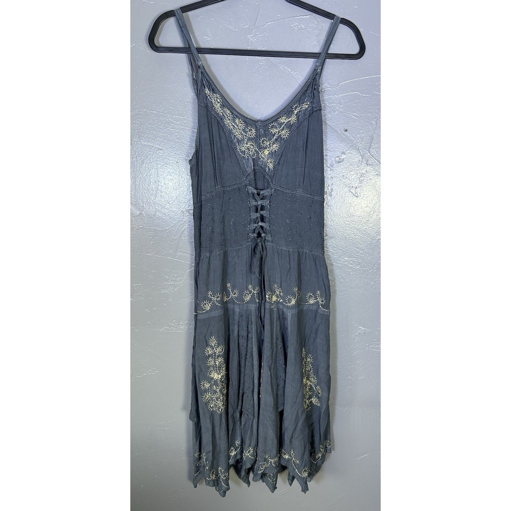 Fashion Terminal Women Dress Grey/blue Midi Whimsigoth Romantic Flowy Free Size